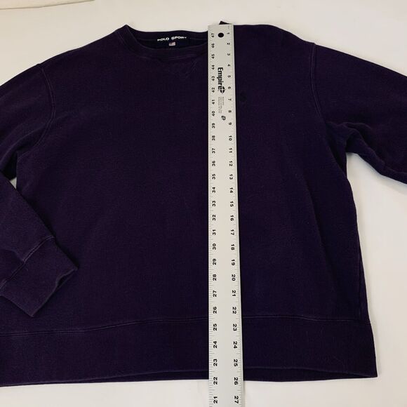 Vintage Ralph Lauren Polo Sport Sweatshirt L Purple Embroidered Pony Crew USA - Picture 7 of 8